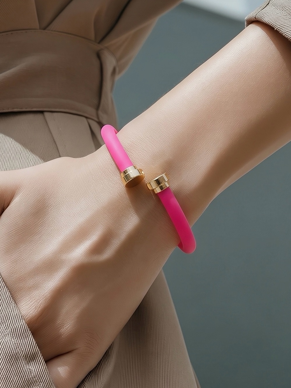 Marc By Marc Jacobs Knockout Pink Silicone Wrapped Bangle Bracelet NWT